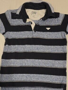 Armani Junior Navy & Light Blue Striped Polo Shirt